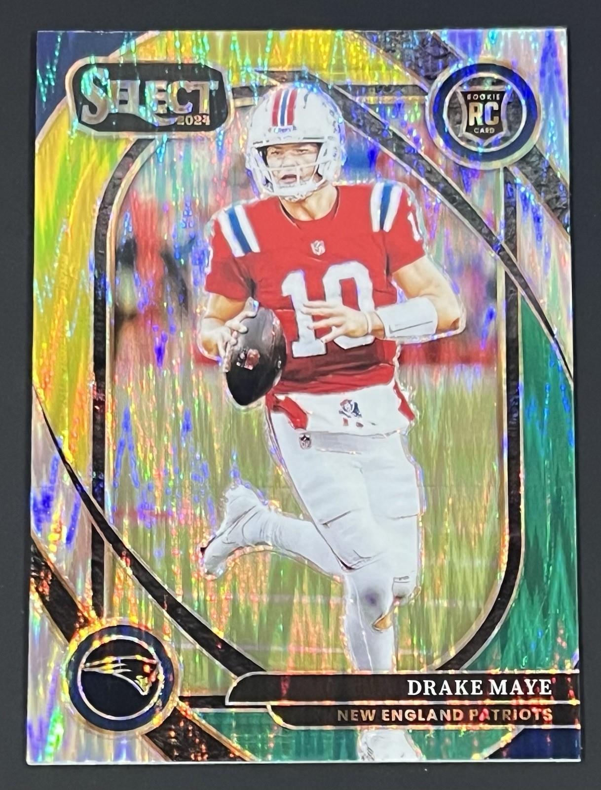 Drake Maye Green & Yellow Shock Prizm RC 2024 Panini Select Rookie Club Level