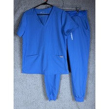 FIGS Technical Collection Womens Scrub Set Blue V Neck Jogger Pants Medium