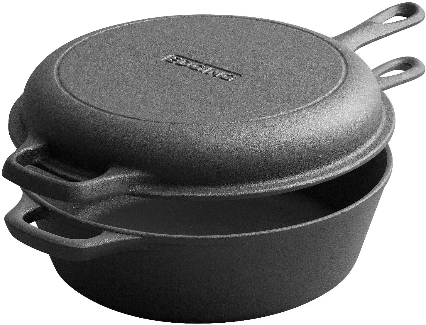 2-In-1 Pre-Seasoned Cast Iron Dutch Oven Pot with Skillet Lid Set, 10" Skillet 3