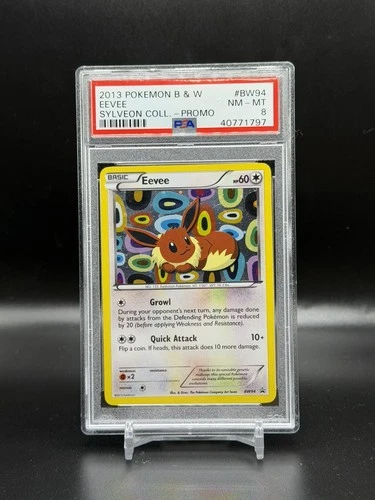 2013 POKEMON BLACK STAR PROMO EEVEE #BW94 HOLO FOIL PSA 8 NM-MT