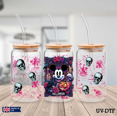 Mickey Mouse Horror UV DTF Aufkleber - 16oz Libbey Dose Glasfolie zp484