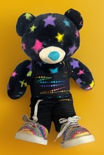 Build A Bear Black Teddy Bear Stars Plush Stuffed Animal 16  Shirt Shoes Pants