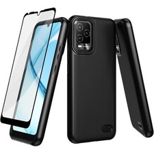 Rugged Dual-Layer Case for BLU View 5 Pro B170D with Screen Protector - Black