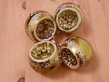 Alte Reflexkugeln Christbaumkugel Grün Gold 4 Stück
