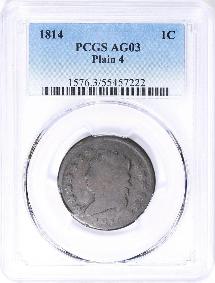 1814 PCGS AG3 Classic Head Cent Plain 4 - Image 4 of 4