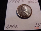 1934D Lincoln Cent UNC Brown
