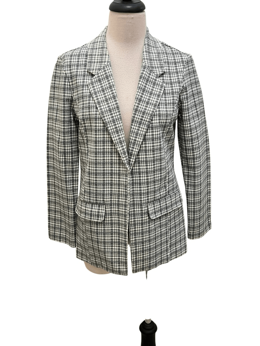 Liverpool Womens Houndstooth Plaid Single Breasted Blazer Jacket