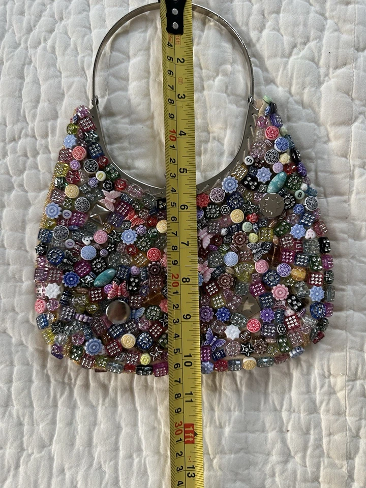 New Gorgeous Aftershock Floral Beaded Purse Evening Bag multi colour Domino - Image 4 of 4