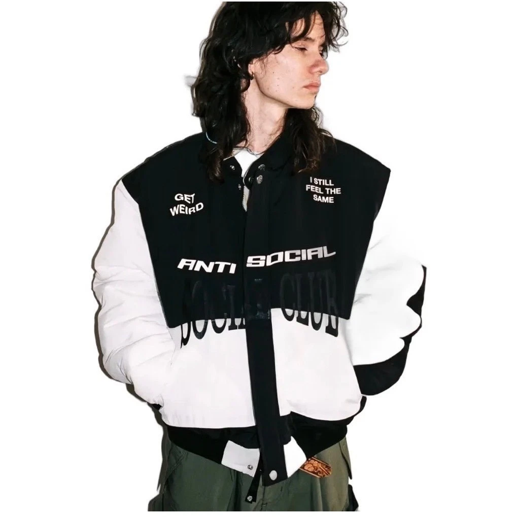 Anti Social Social Club Motorcycle Puffer Mens L Black White New in bag image 6