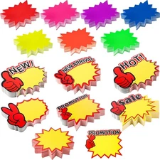 700 Pieces Starburst Signs Fluorescent 3.5*2.8 Inch, Various 