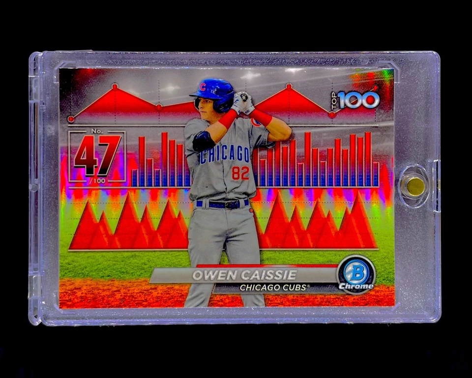 OWEN CAISSIE ROOKIE REFRACTOR HOLO TOPPS CHROME SP Insert Non Auto - CUBS - Image 2 of 4