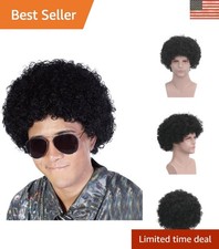 Fluffy Afro Synthetic Wig for Cosplay Parties - Heat Resistant Fun