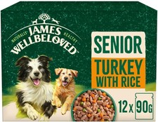 James Wellbeloved Senior Dog Food with Turkey in Gravy Pouch 12 x 90 g 10.98 per kilo