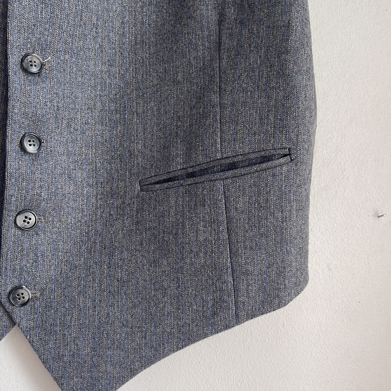 Lana Yves Saint Laurent (?) set cappotto sportivo due pezzi due bottoni doppio sfiato gilet