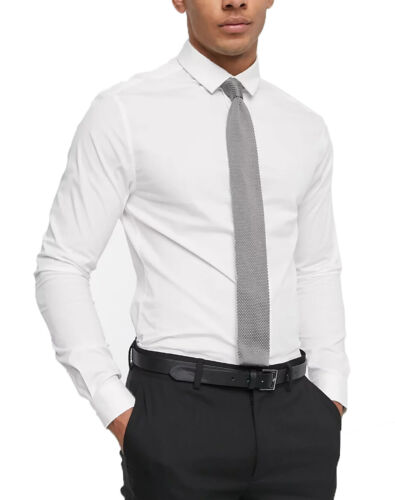 Camicia intelligente da uomo semplice moderna slim fit manica lunga casual casual RH09 - Foto 4 di 10