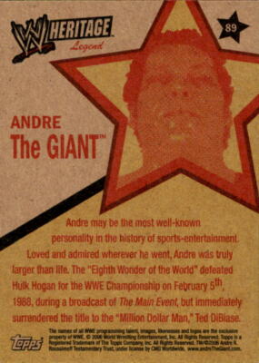 Andre The Giant 2006 Topps WWE Heritage Legend Card #89 WWF | eBay