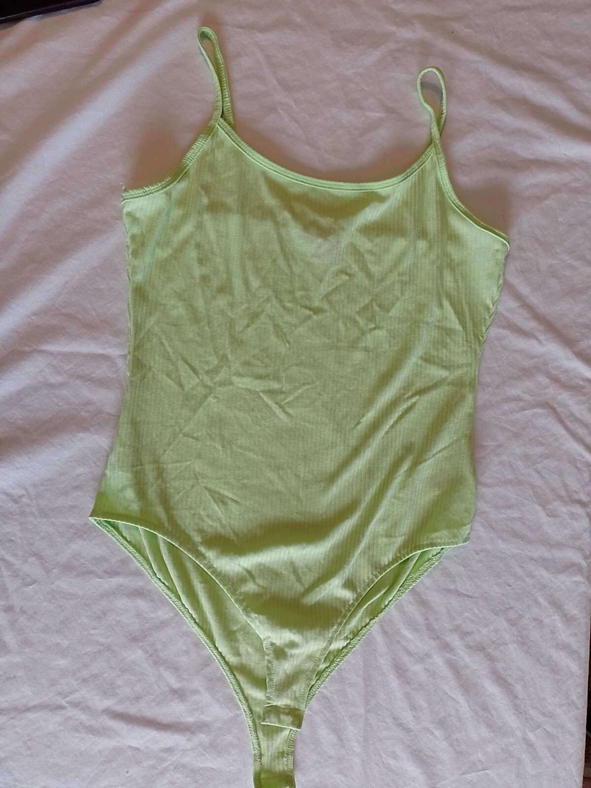 Ladies Bodysuit Primark Size S Skinny Straps Green 23811-image
