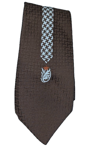 Vintage Men's Necktie Brown White Design Polyester Classic