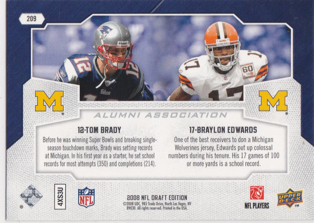 TOM BRADY Upper Deck DRAFT EDITION Michigan Wolverines College