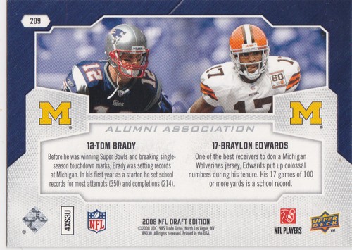 TOM BRADY Upper Deck DRAFT EDITION Michigan Wolverines College Football Karte LE! - Bild 2 von 2
