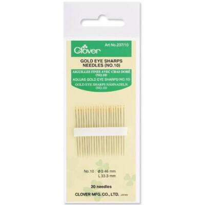 Clover Gold Eye Sharps Needles (No.10) (20pk)