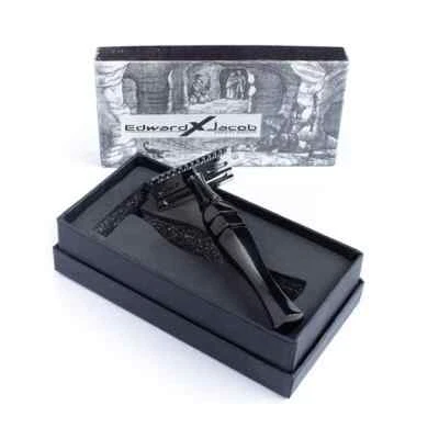 EDWARD X JACOB EXJ Heavy Duty Double Edge Safety Razor - Black Handle Classic Wet Shaving Razor