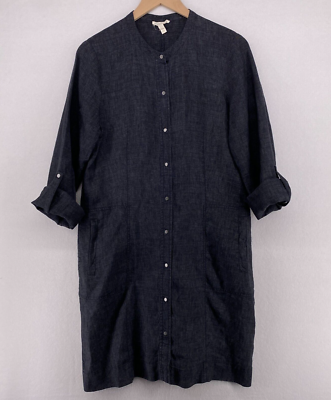 EILEEN FISHER Dress S Linen Chambray Crossdye Shirtdress Roll Tab Sleeve Blue | eBay EILEEN FISHER Dress S Linen Chambray Crossdye Shirtdress Roll Tab Sleeve Blue | eBay