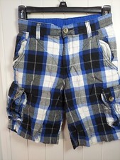 Boys Faded Glory Blue Plaid Shorts Sz 10