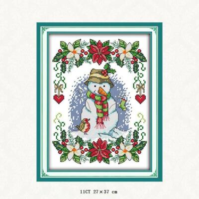 Gestempeltes Stichset Muster Sticken - Neujahr Schneemann