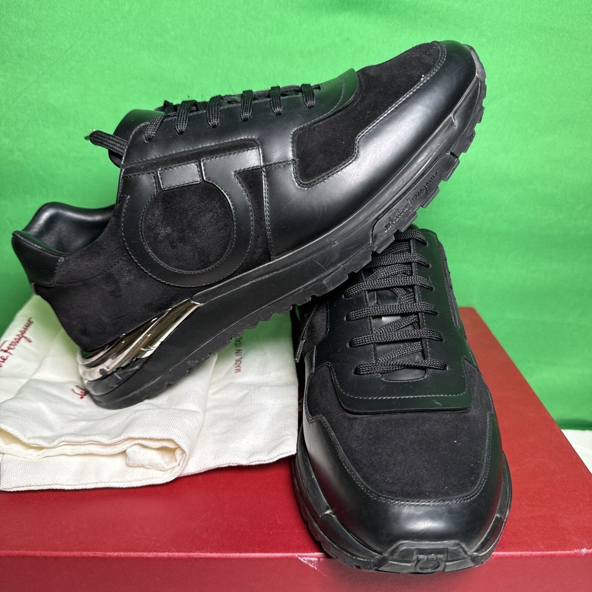 Size-9 Salvatore Ferragamo Brooklyn 717045 Nero Calf | eBay