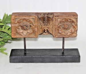 Antique Wooden Floral Carving Panel Plaque Original Old Hand Carved