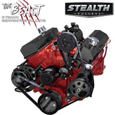 Black SBC Serpentine Conversion Kit - AC & Power Steering, Electric Water Pump