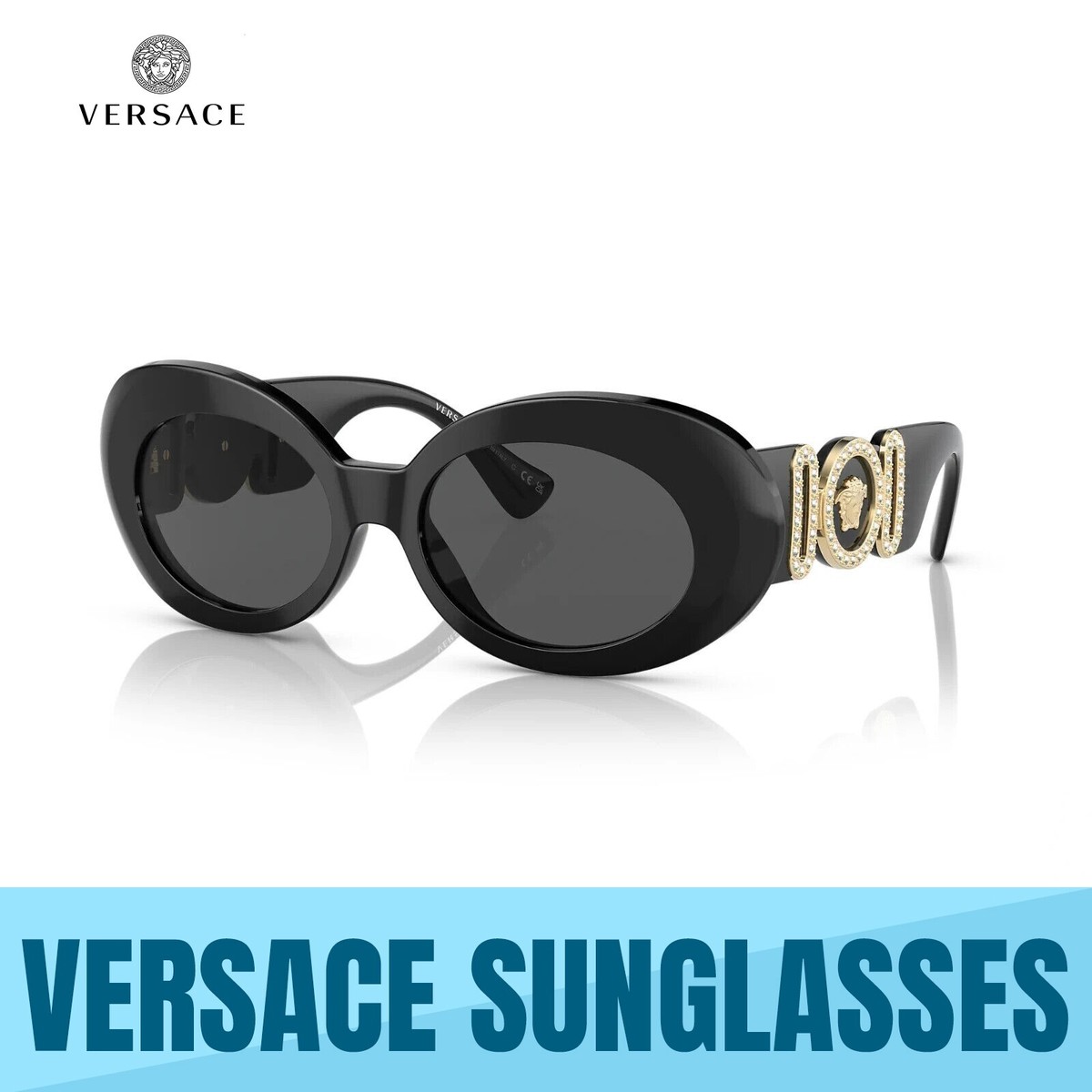 VERSACE VE4426BU GB1/87 BLACK CRYSTALS-DARK GREY SUNGLASSES  display picture 2