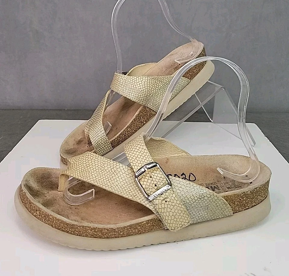Sandalias Mephisto Helen Talla 37 Crema Piel de Serpiente Cuero Corcho Plantilla Suela de Goma  Foto 2 de 4
