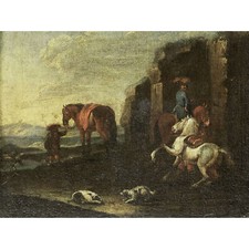 Van Bloemen Horses Italian Landscape Painting Wall Art Canvas Print 18X24 In