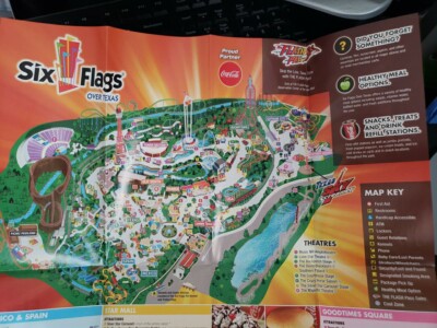 2013 Six Flags Over Texas Amusement Park Map Brochure Guide