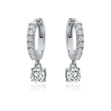 925 Sterling Silver 2.00 ct. Round 6mm CZ Leverback Earrings White  Leverback