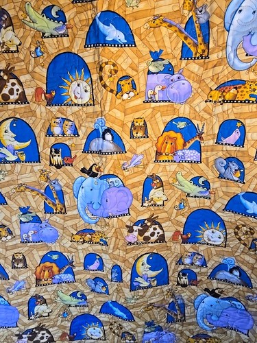 Noah's Ark Baby Quilt Wall Hanging Nursery Colorful Animals 51"x32” - Picture 13 of 13