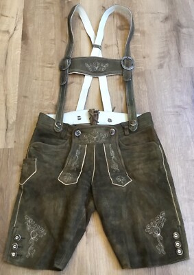 Trachten Herren Lederhose mit Hosenträgern, kurz, Gr. 44 von Spieth & Wensky
