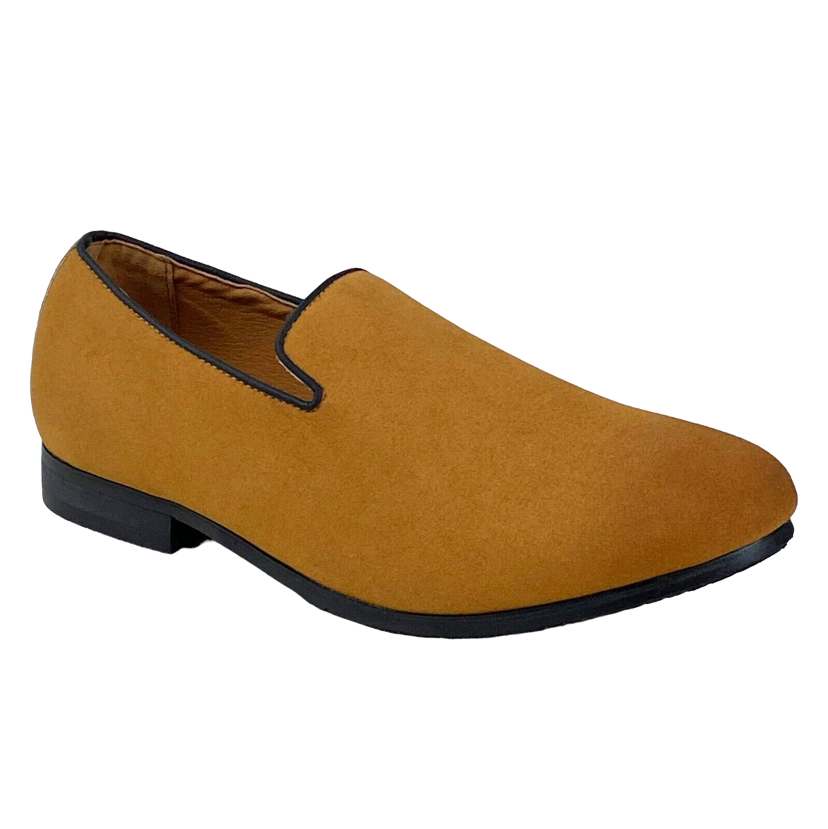 MoreDays Men's 7.5 Velvet Suede Slip-on Loafers Brown Dress Shoes