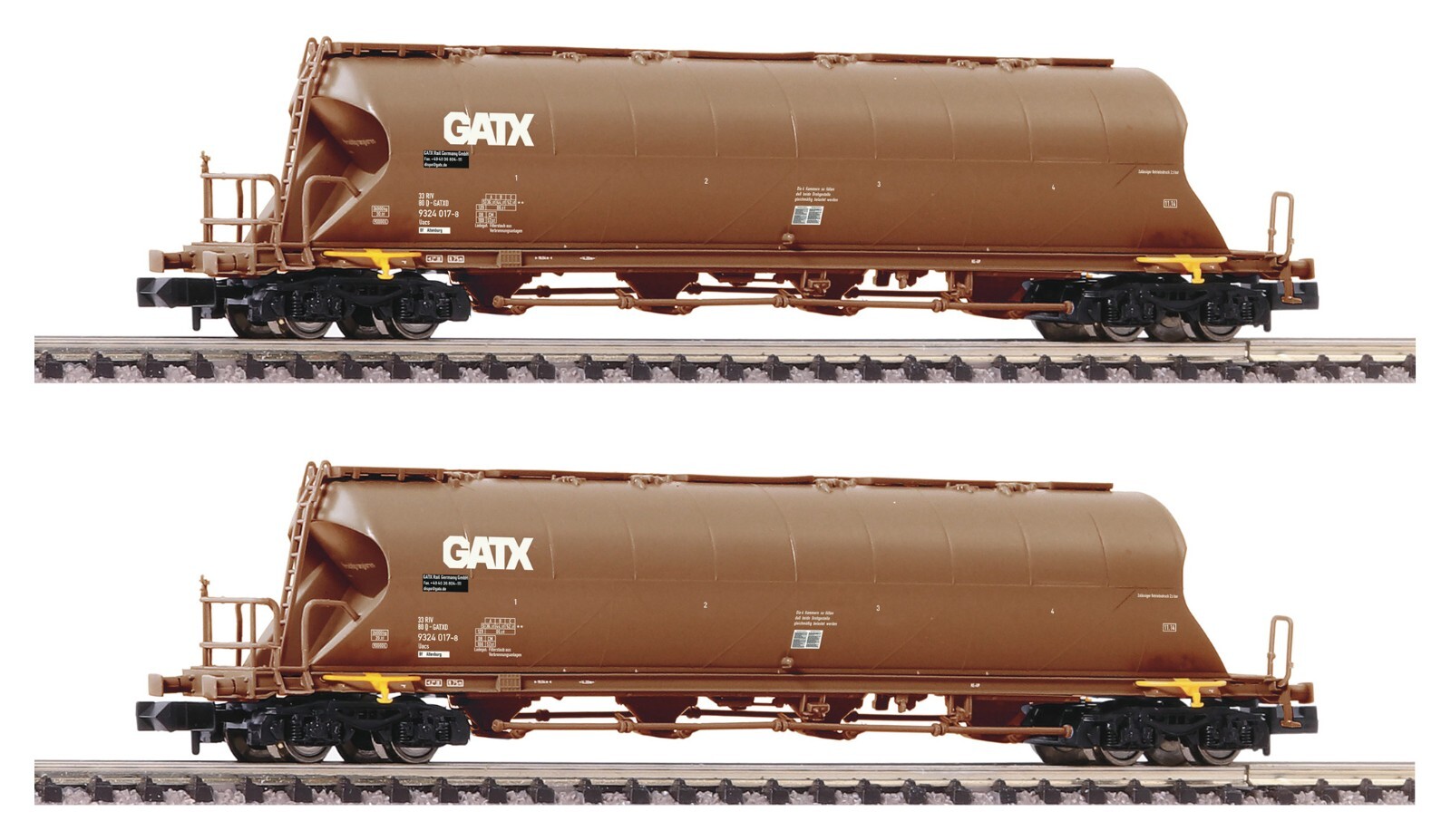 FLEISCHMANN 849008 SET 2 carri silos  tipo Uacs,  GATX. Scala N 1:160