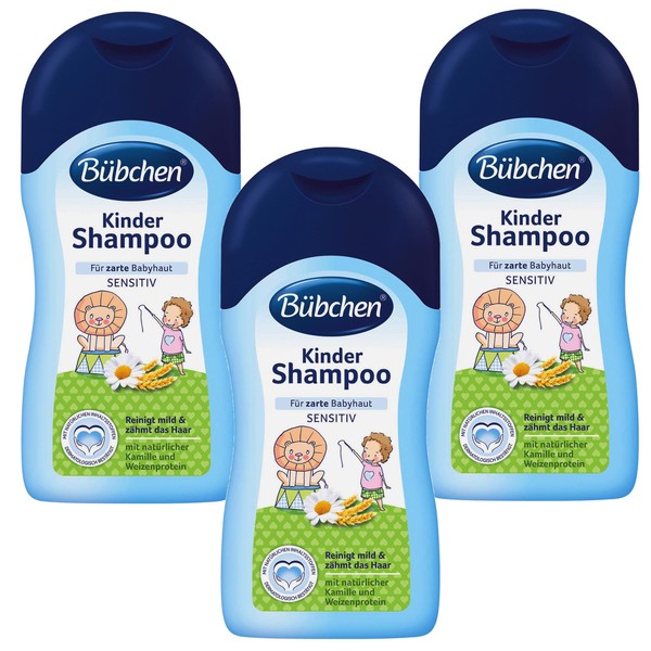 3X 400Ml BüBchen Kinder Shampoo Sensitiv Kamille + Weizenprotein Zarte Babyhaut-image