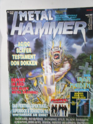 METAL HAMMER 1990 - IRON MAIDEN AC/DC SLAYER TESTAMENT DOKKEN KREATOR BON JOVI