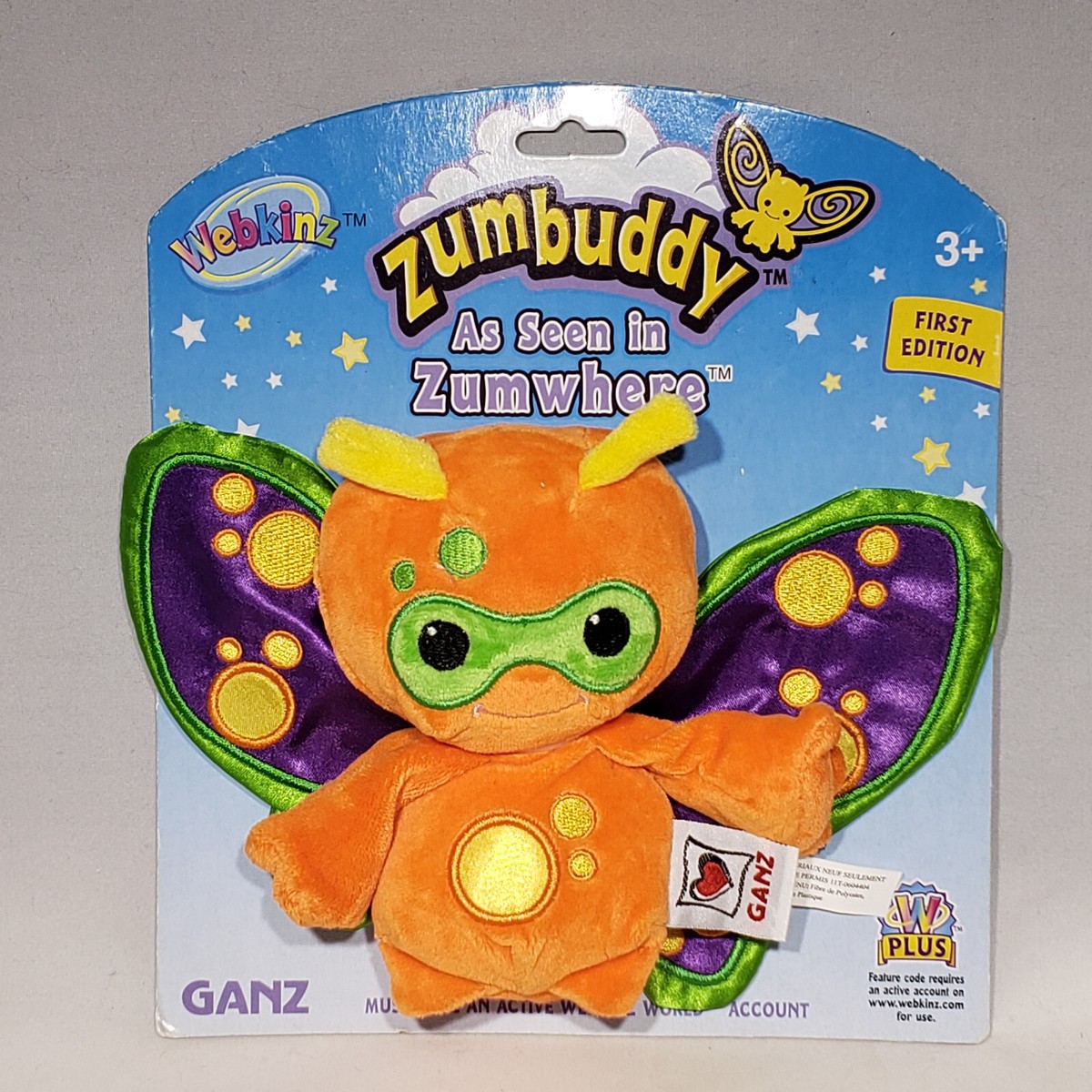 Ganz Webkinz Zumbuddy Zorth Orange and Purple With Code in