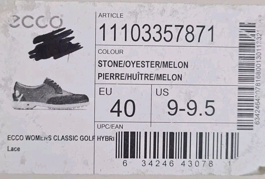 ECCO Womens Classic Golf Hybrids  Golfschuh Damen (Stone, Oyester, Melon, EU 40) - Bild 4 von 4