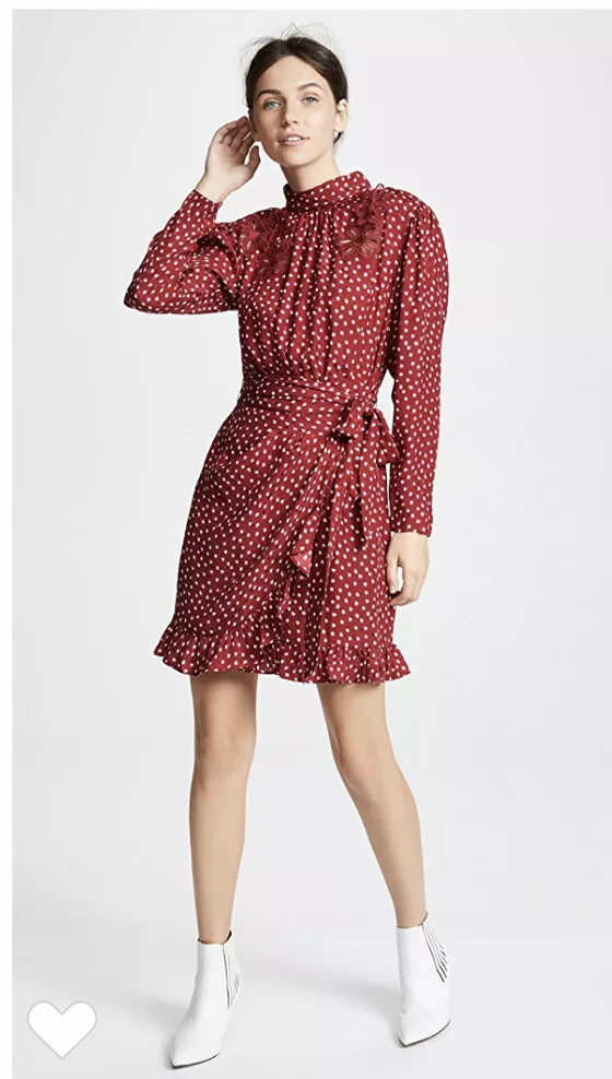 Rebecca Taylor 3D Heart Dress Burgundy Silk Uk 10 460 BNWT