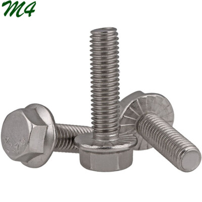 M4 - 0.7 304 A2 Stainless Steel Hex Head Flange Cap Bolts Hex Washer Head Screws