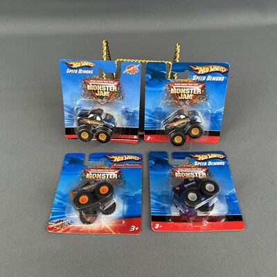 Hot Wheels Monster Jam Speed Demons Pull Back Action 4 Truck Set NIB