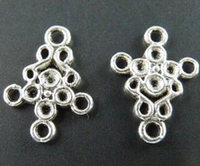 140pcs Tibetan Silver Cross 4Holes Connectors 19x4mm 746