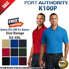 Port Authority K100P Mens Short Sleeve Classic Pique Polo Shirt With Pocket